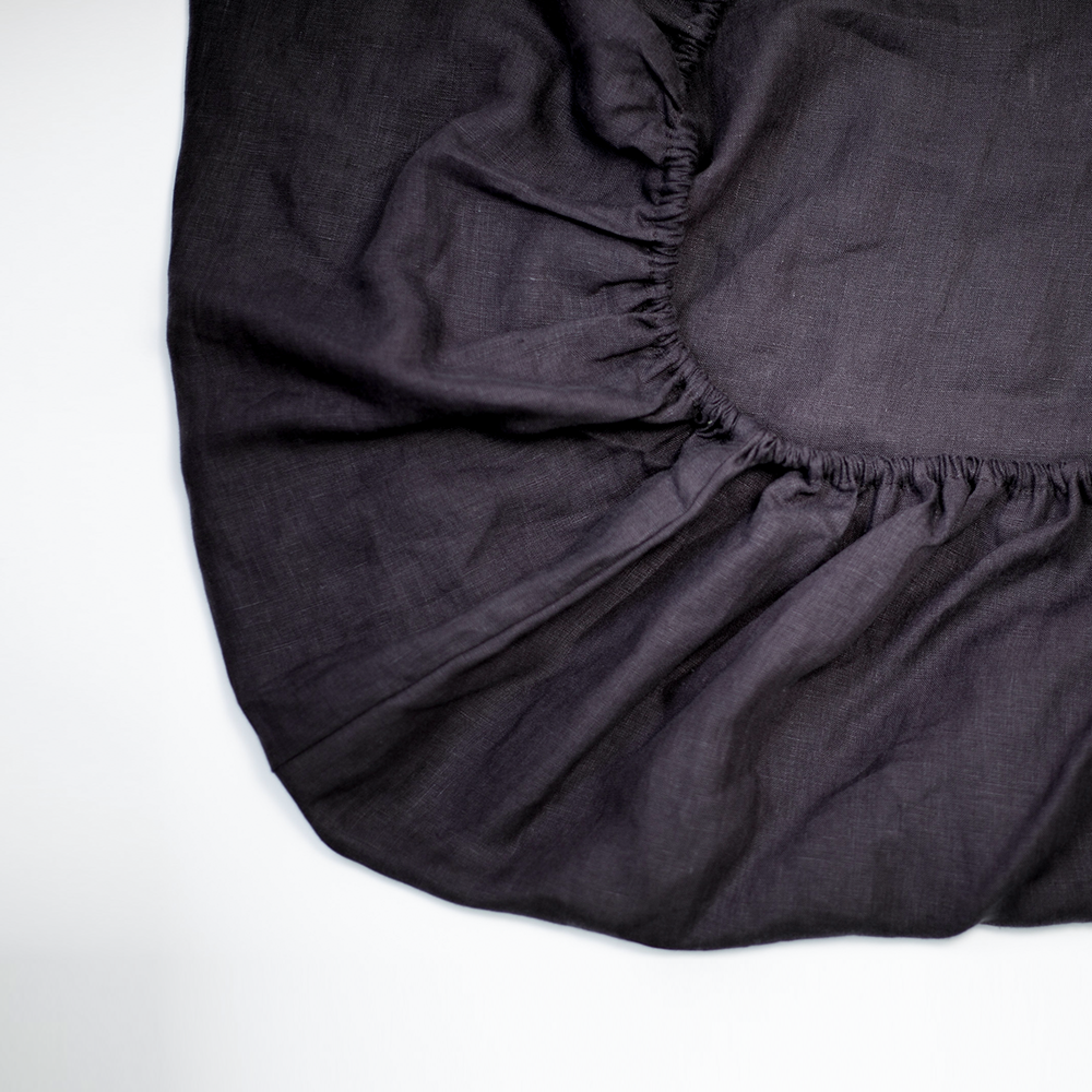 ST MARC Linen Fitted Sheet Charcoal
